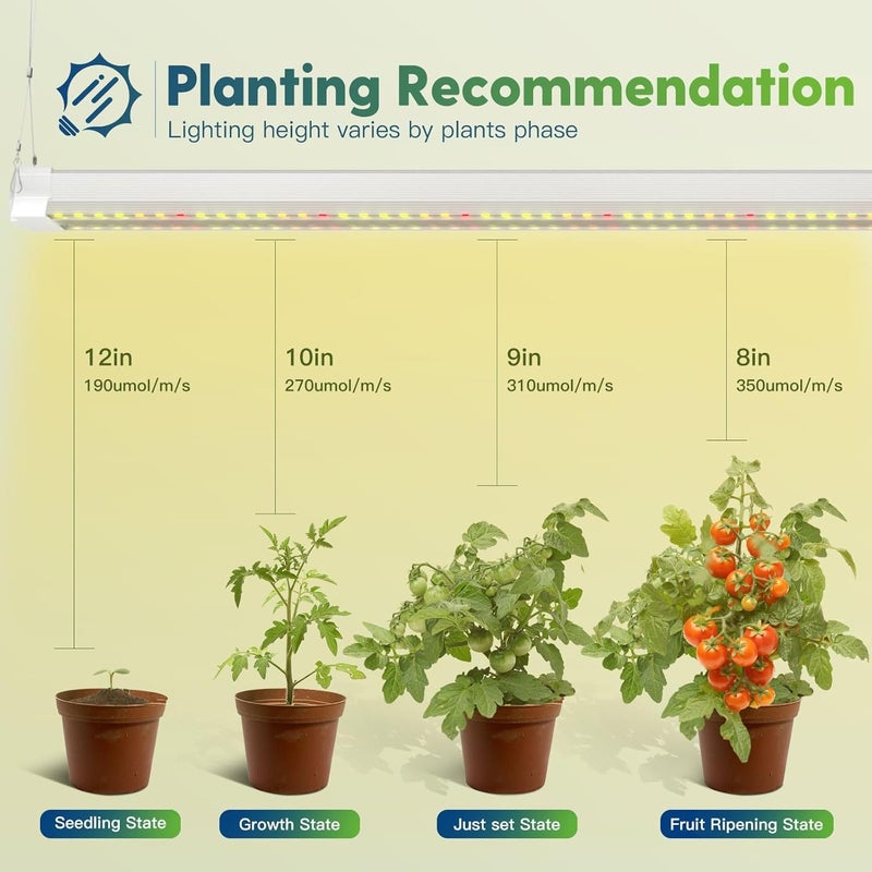 FREELICHT 4 عبوات من أضواء النمو LED بطول 4 أقدام، 160 واط (4 × 40 واط، مكافئ 1080 واط)، مصباح نمو ضوء الشمس الكامل الطيف، ضوء نبات معلق للنباتات الداخلية المائية، توصيل مع مفتاح تشغيل/إيقاف - Image 2